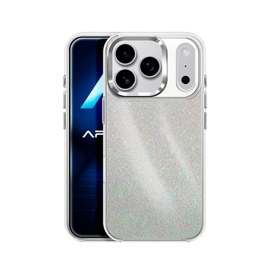 Capa Duro Designer com Glitter para Apple iPhone 17 Pro Prata